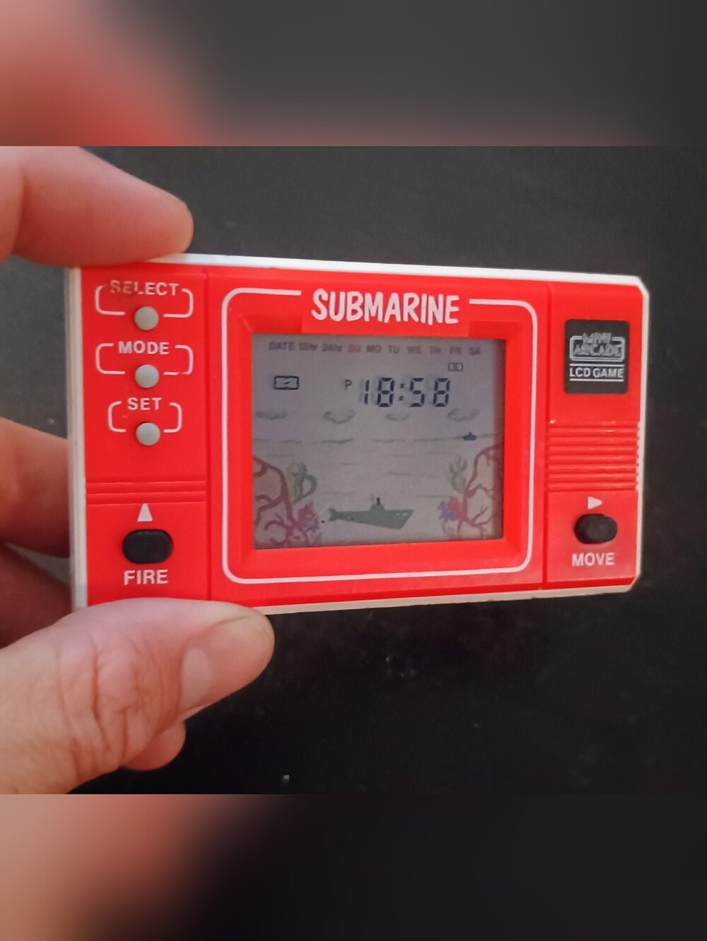 Vintage Submarine LCD Game Handheld - Reddish Orange